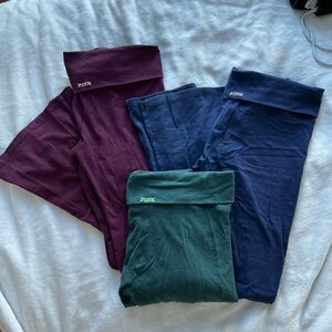 PINK Victoria's Secret  Leggings bundle Burgundy, Navy, Forest Green